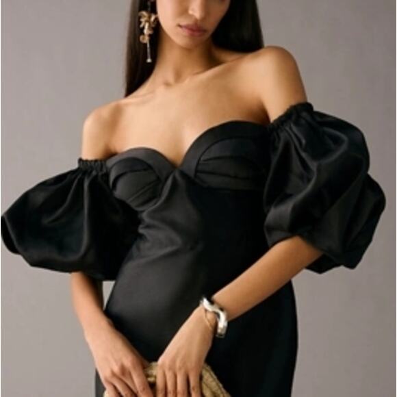 NEW Audette Off-The-Shoulder Puff-Sleeve Mini Dress L - Picture 2 of 2